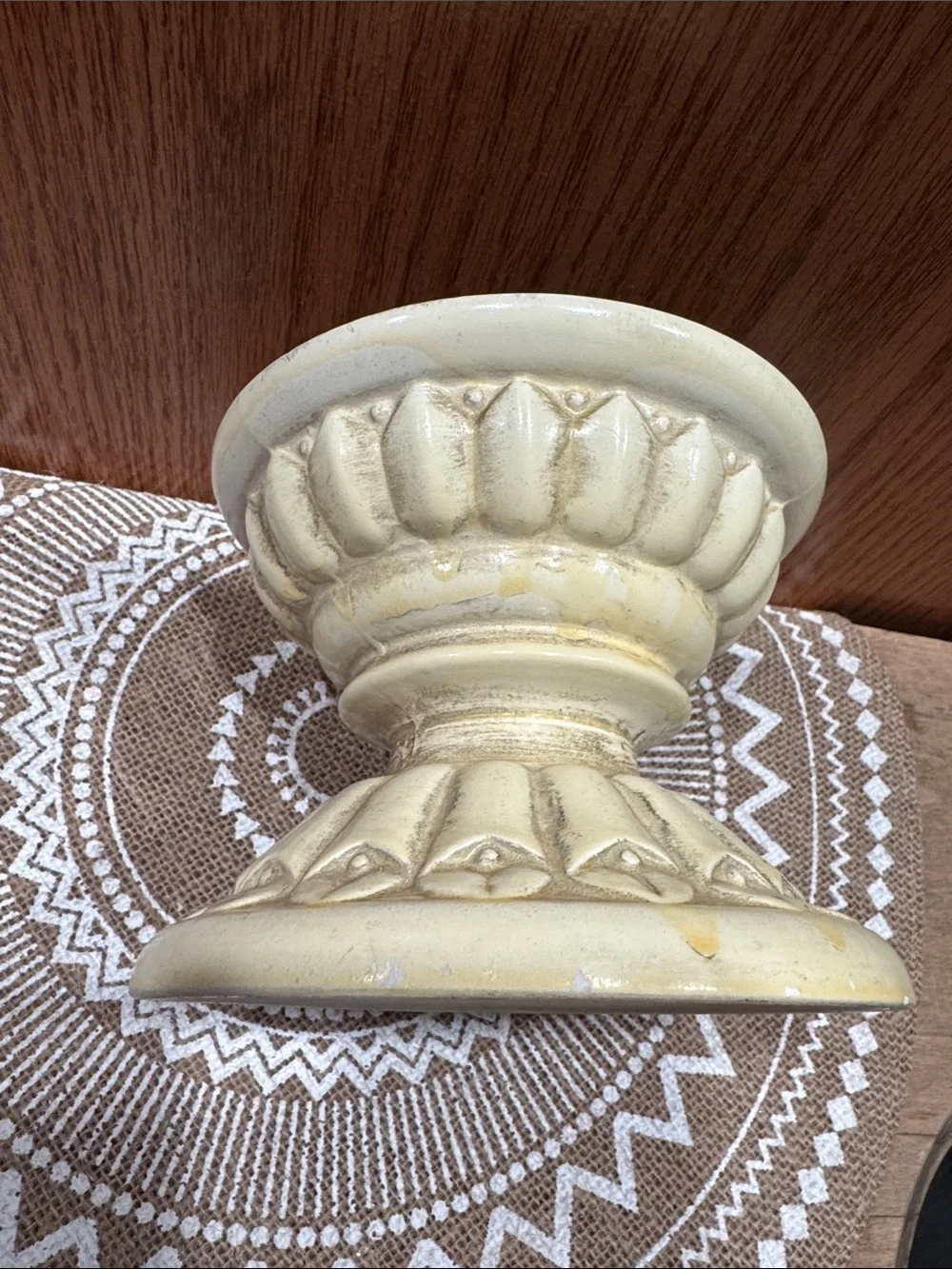 Mid Century VTG Decorative Ceramic Pedestal Greek Style Pillar Candle Holder